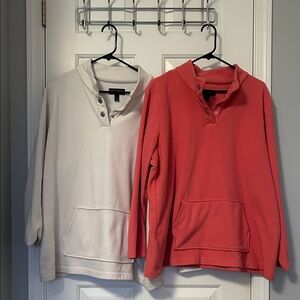 Cream and Coral Fleece Pullovers